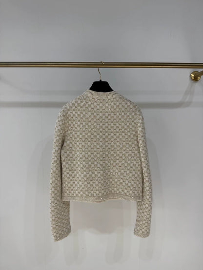 Chanel 23B Champagne Gold Sequined Cardigan