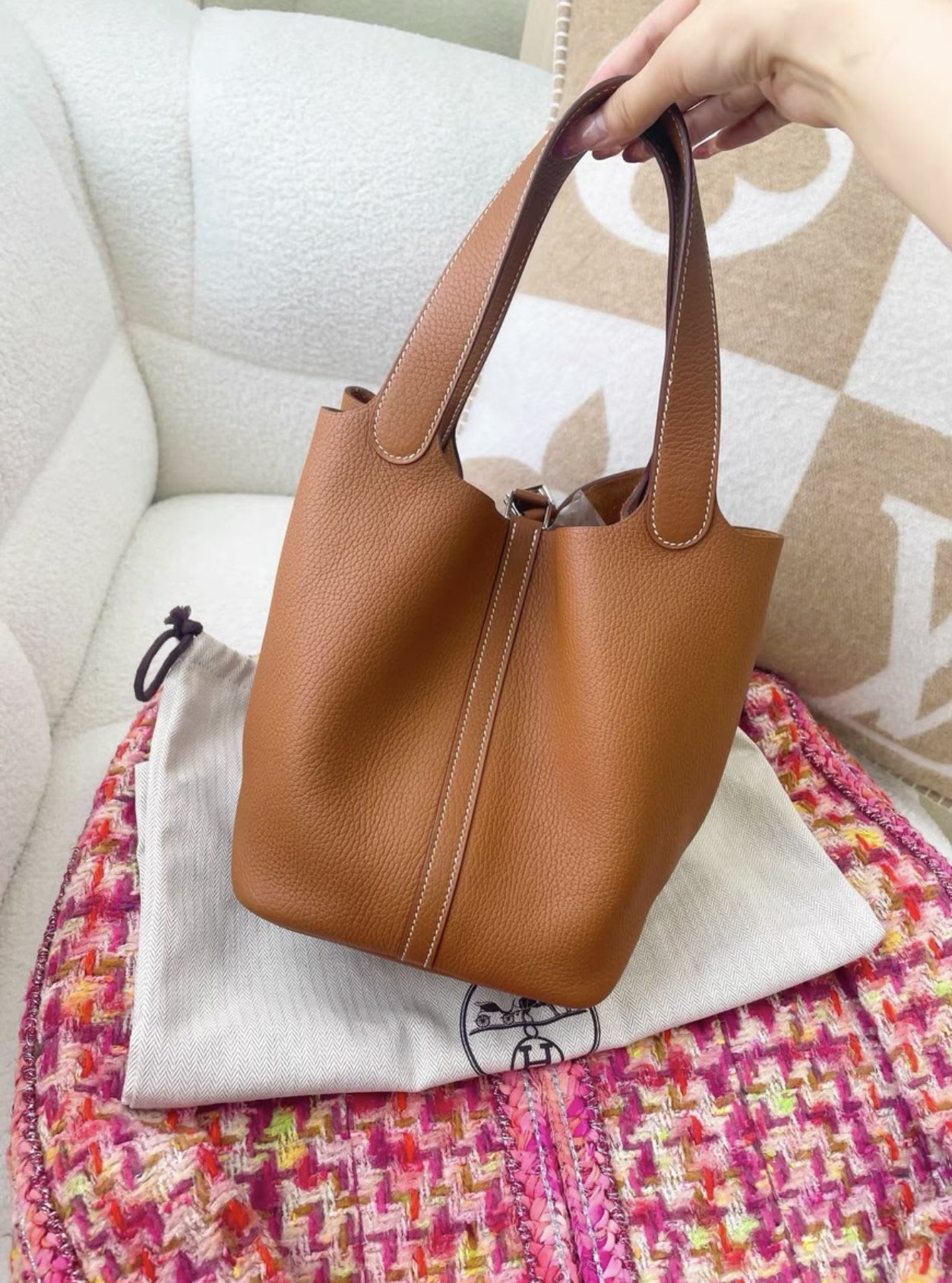 Hermès Hermes Picotin22 Gold Brown Silver - Picotin22 Bucket Bag - Vintage fashion from Wararni