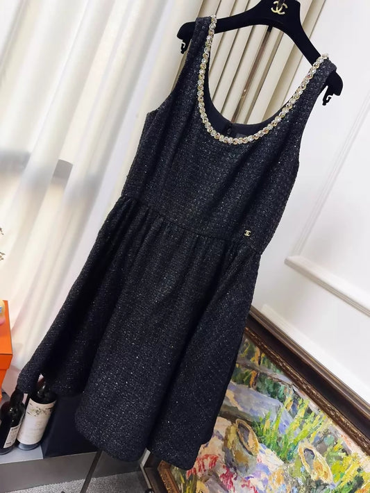 Chanel 23S black tweed dress