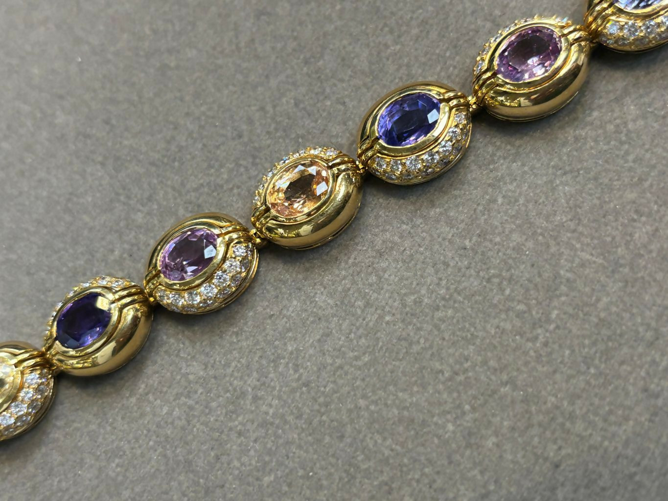 Bvlgari Certified Natural Unheated Multi Color Sapphire and Diamond Bracelet