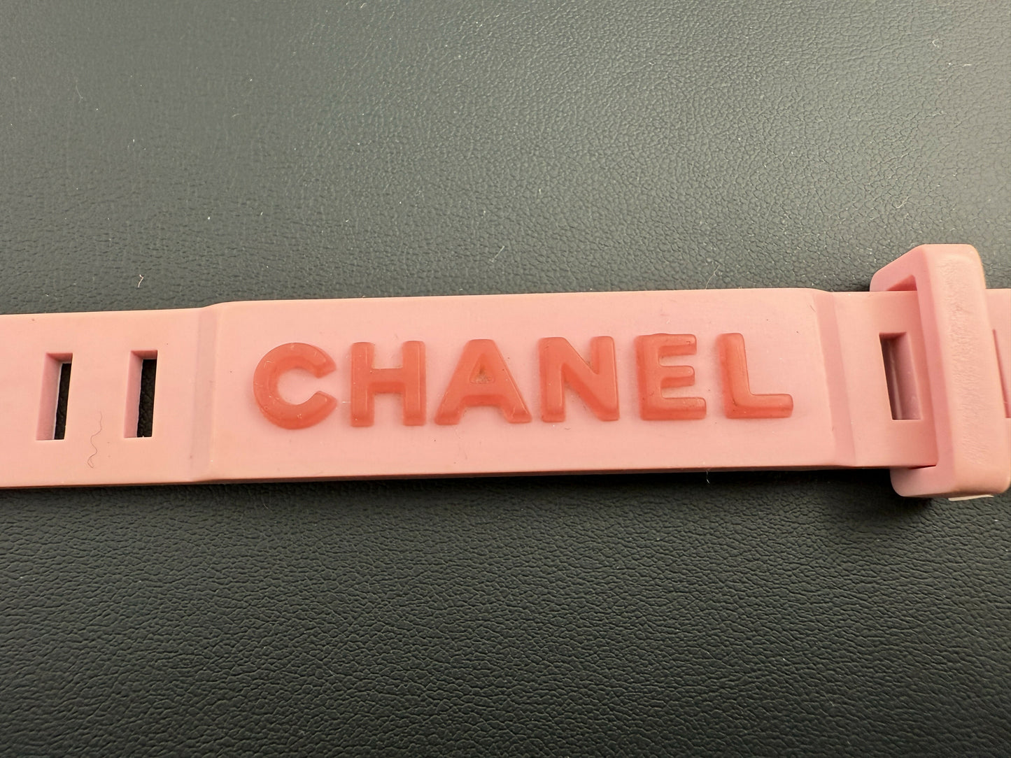 Chanel Vintage 99P Rubber Pink with Peach Wording Bracelet
