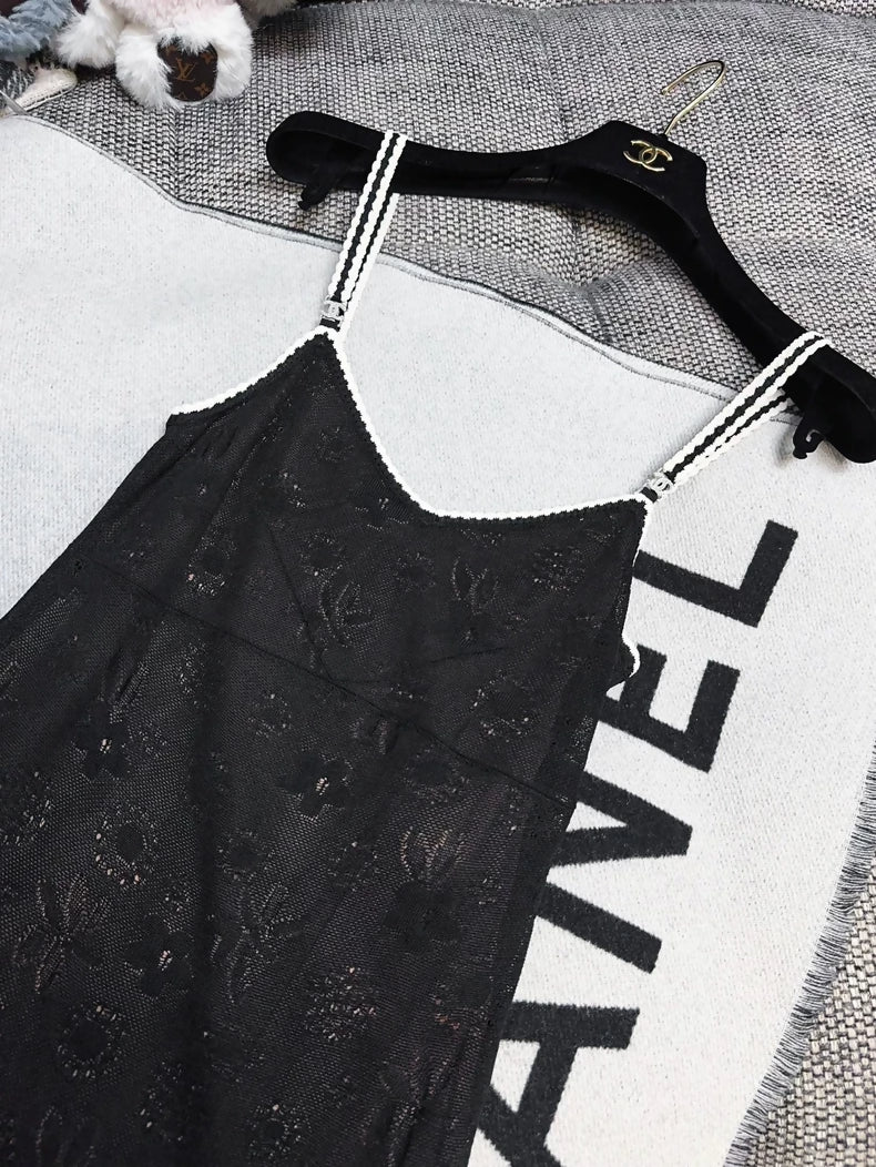 Chanel 24B black lace dress