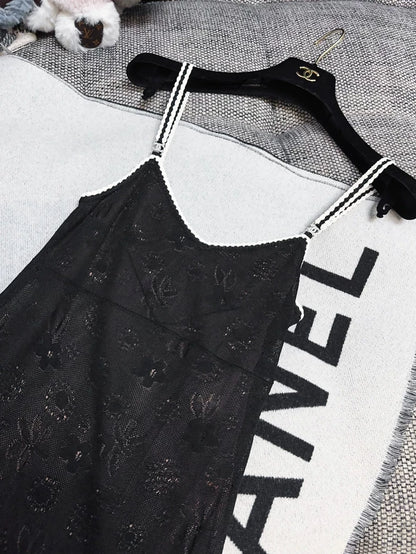 Chanel 24B black lace dress