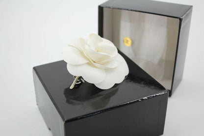 Chanel Vintage 81-85 White Silk Camellia Brooch