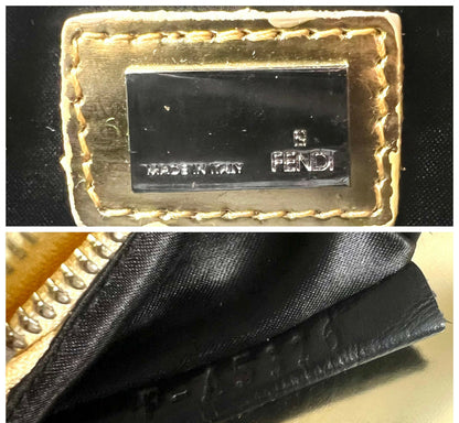 Rare Vintage Fendi 2007 Limited Edition Metallic Gold Patent Leather Crossword Clutch Bag