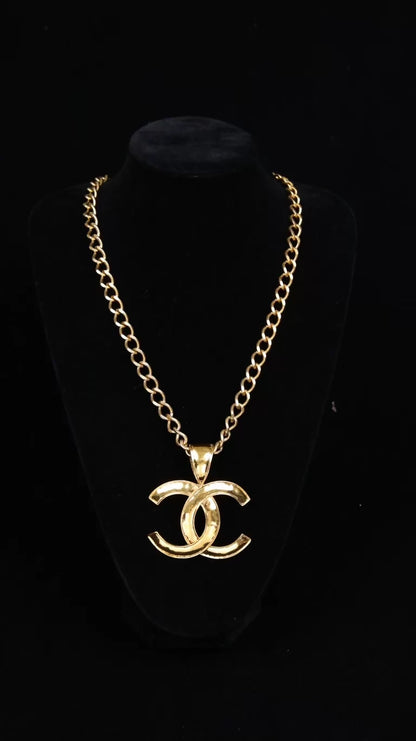 Chanel Gold Large CC Pendant Necklace