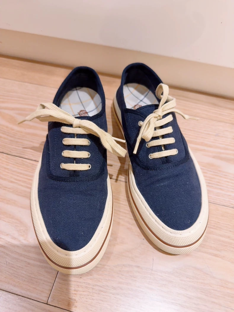 Loro Piana LP Nantucket Walk series navy blue retro canvas shoes,