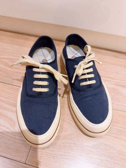 Loro Piana LP Nantucket Walk series navy blue retro canvas shoes,