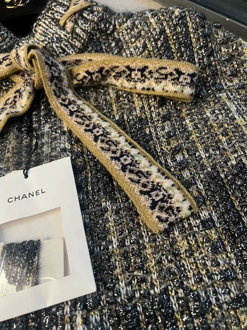 Chanel 16A Black and Gold Knitted Cape