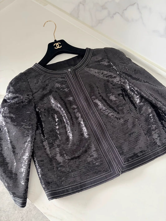 Chanel 13C Black Sequined Jacket
