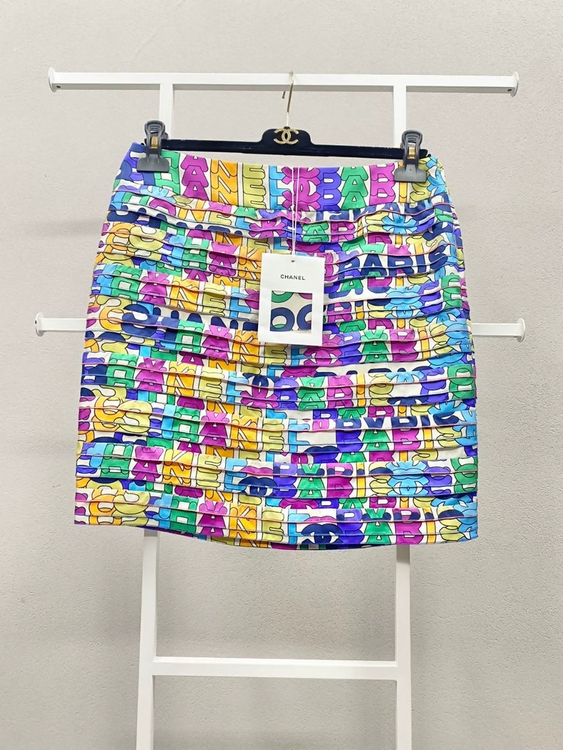 Chanel 21K Colorful Letter Midi Skirt
