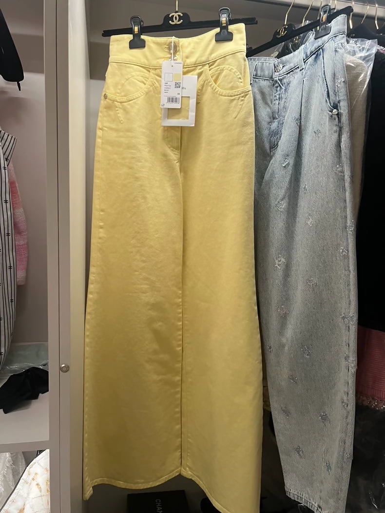 Chanel 20p yellow wide-leg pants