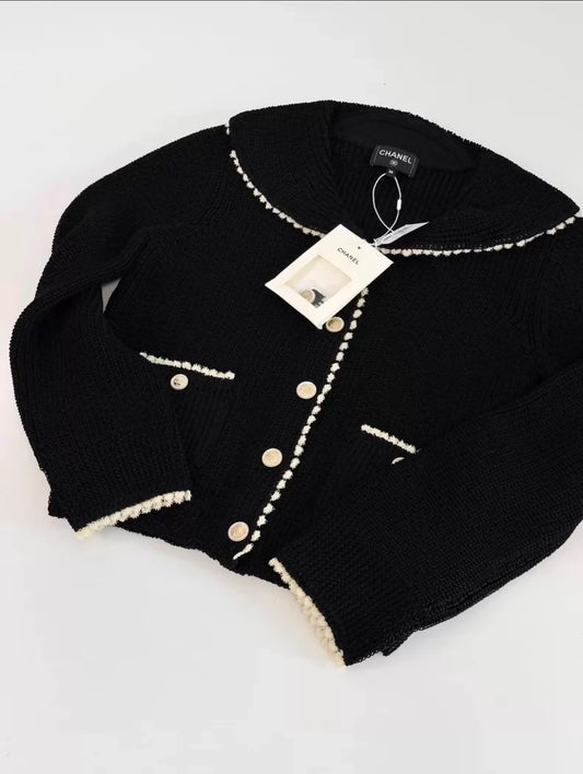 Chanel 26C black knit cardigan