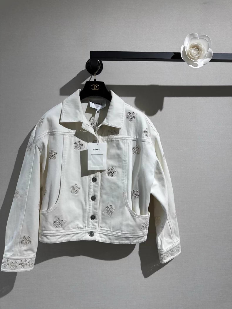 Chanel 24P white denim jacket