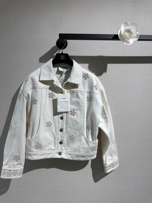 Chanel 24P white denim jacket