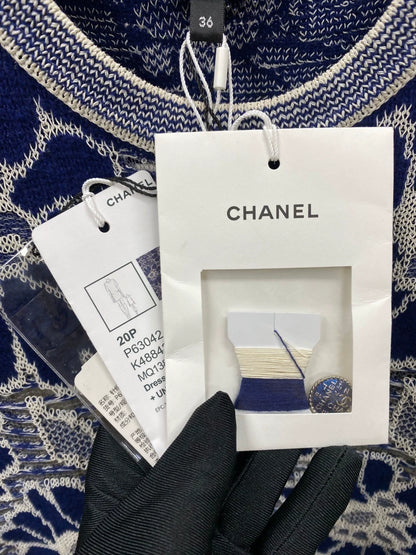 Chanel 20P white and blue dress