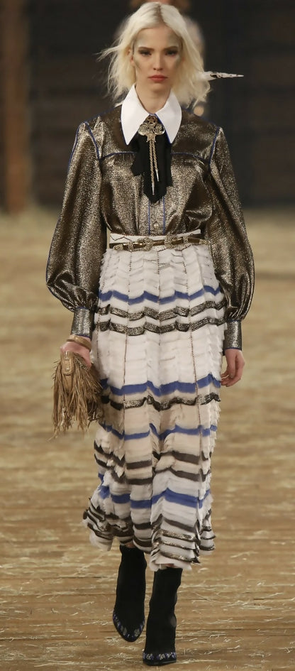 Rare Chanel 14A Paris Dallas Black Gold Wide Statement Cuff Bracelet