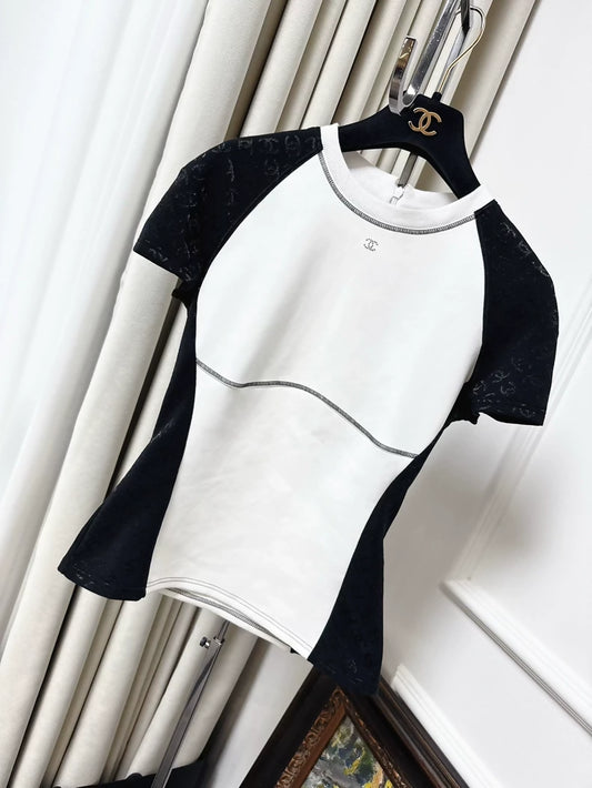 Chanel 24c white and black top