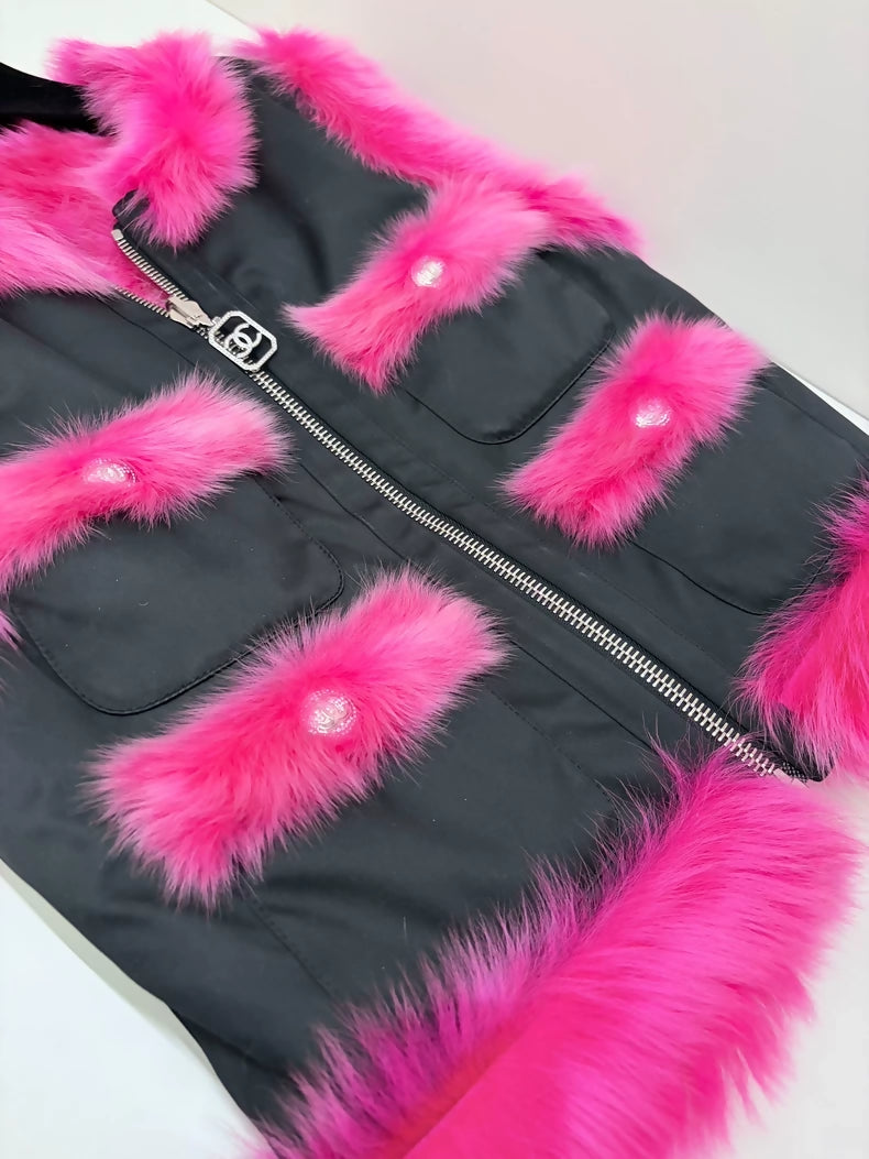 Chanel 23N  black & Pink Shearling Vest