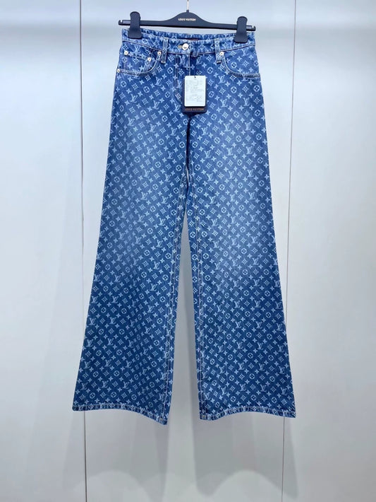 LV25 denim jeans Wide-leg monogrammed