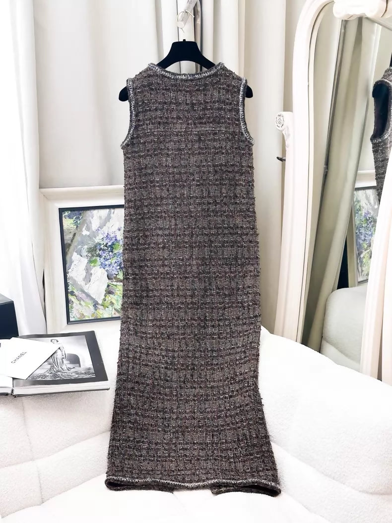 Chanel 17k brown mixed-color tweed dress/jacket