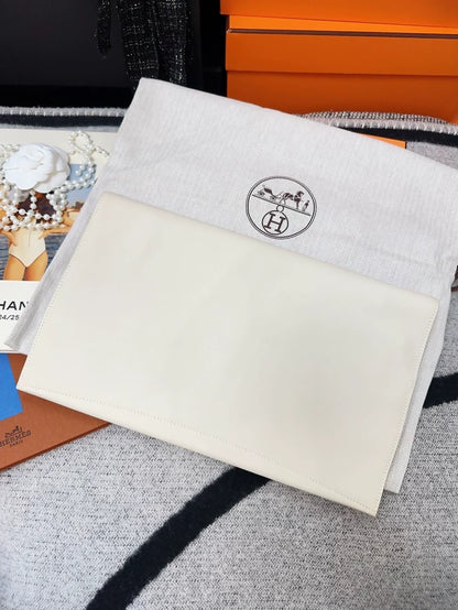 Hermes Pochette Pliplat milkshake white