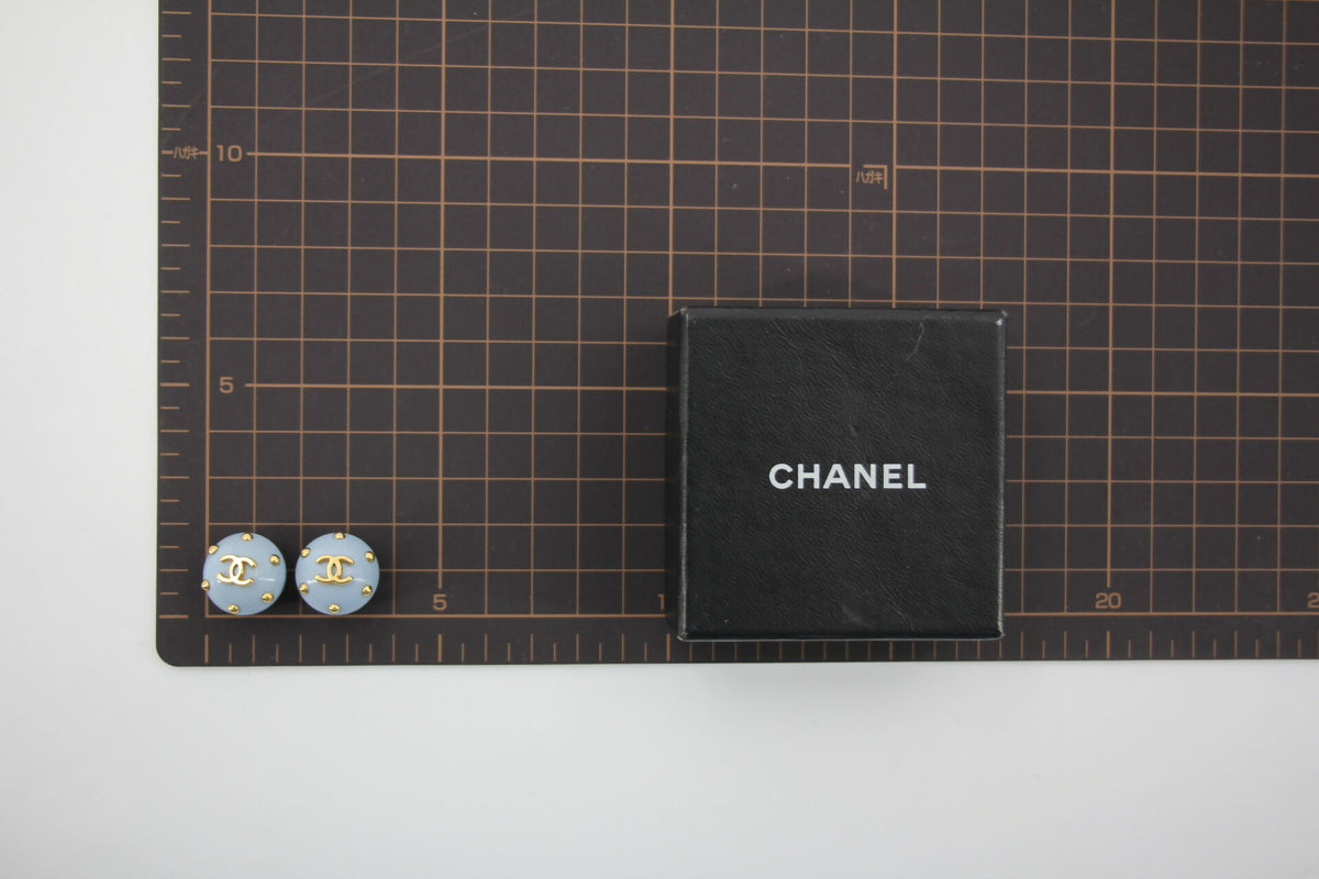 Chanel 96C Resin Light Blue Bean Clip-on Earrings