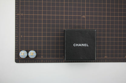 Chanel 96C Resin Light Blue Bean Clip-on Earrings