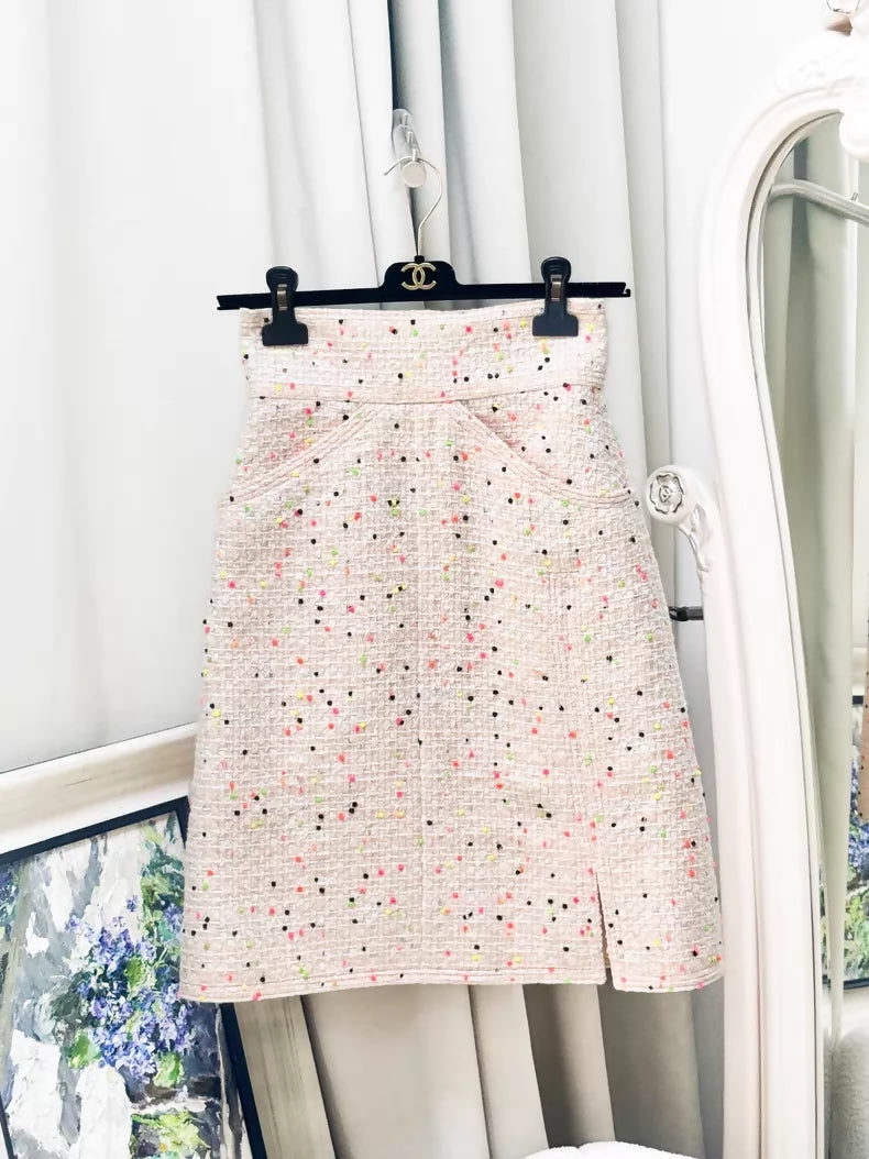 Chanel 19S Pink Mixed tweed dress and skirt set