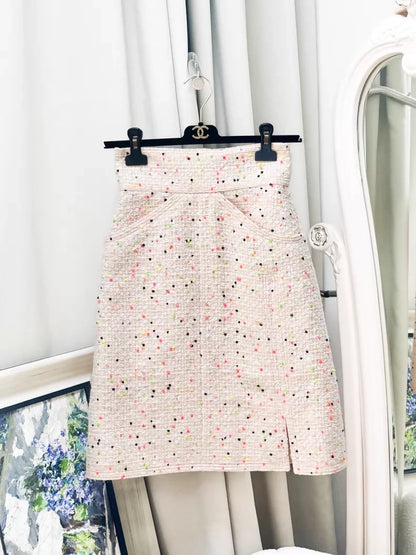 Chanel 19S Pink Mixed tweed dress and skirt set