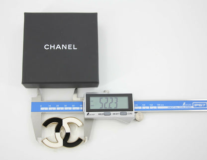 Chanel B23C Enamel Black and White Two-Tone CC Brooch