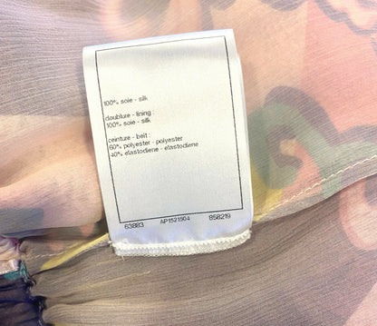 Chanel 24C Runway MultiColor Graffiti Silk Harem Pants FR 34