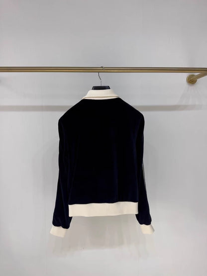 Celine black 
white velvet jacket
