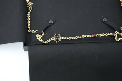 Chanel 23A Metal Enamel Burgundy Long Necklace