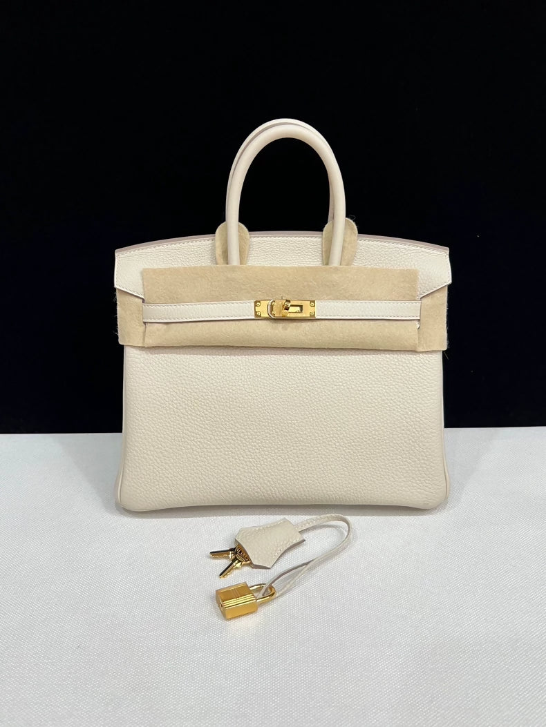 Hermes Birkin 25 Craie Togo leather Gold Hardware
