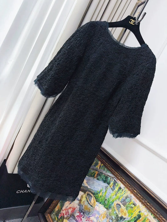 Chanel black & blue lace dress