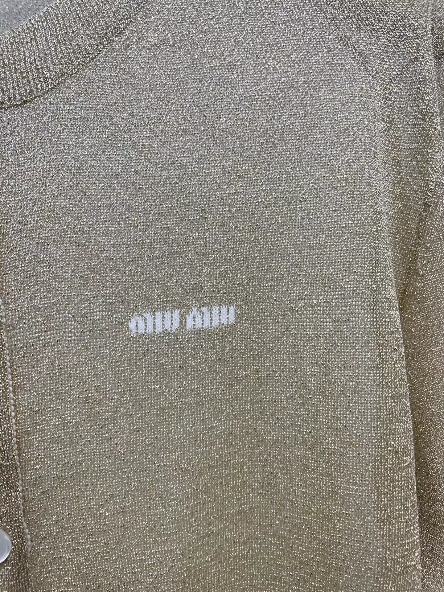 Miu Miu 23 Gold Knit Cardigan
