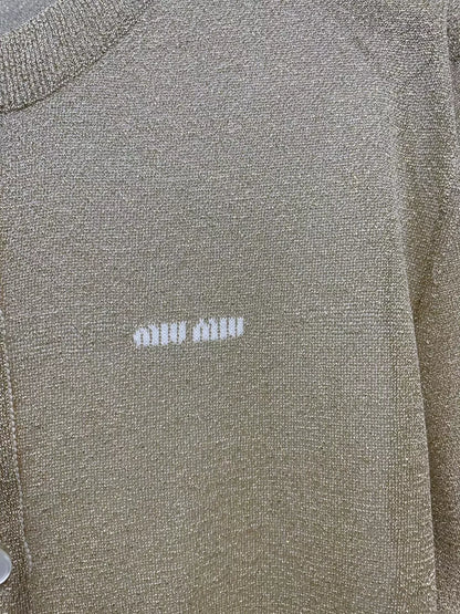 Miu Miu 23 Gold Knit Cardigan