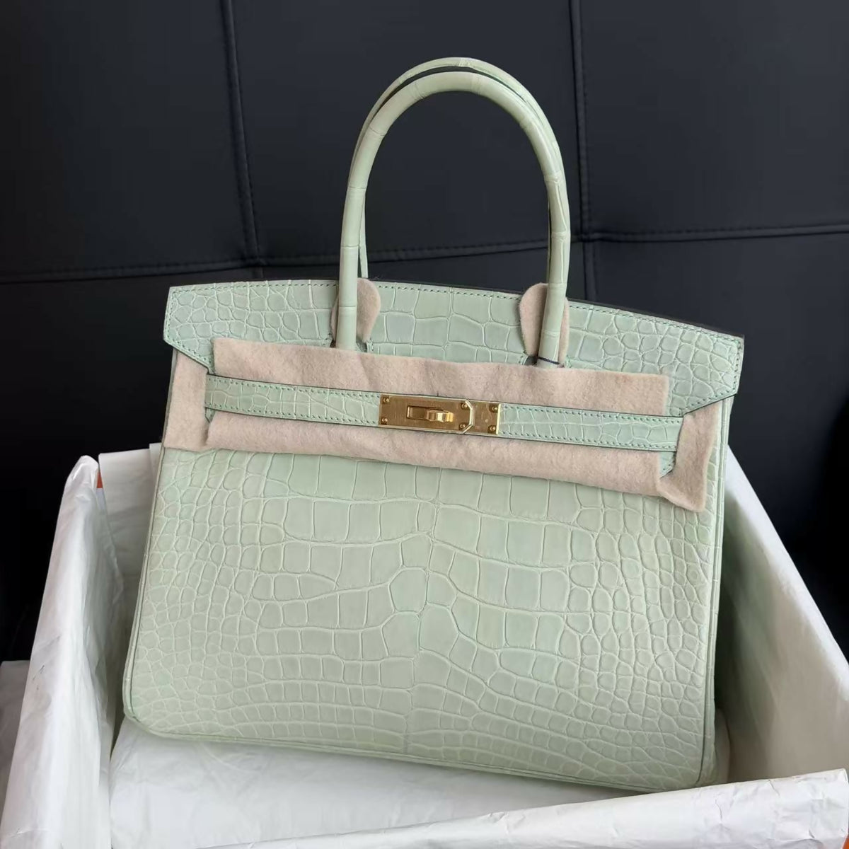 Hermès Birkin 30 Vert Mint (6U) Matte Crocodile with Gold Hardware