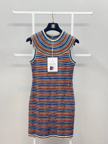 Chanel 19A colorful striped dress
