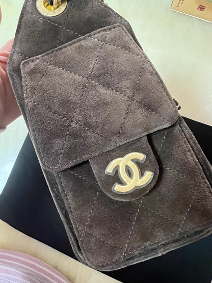 Chanel 25 hobo mini shoulder bag in brown suede