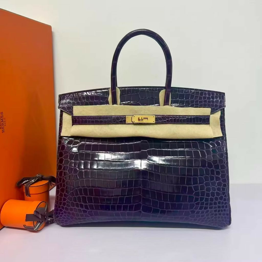 Hermès Birkin 35 – Purple Inverted V Crocodile