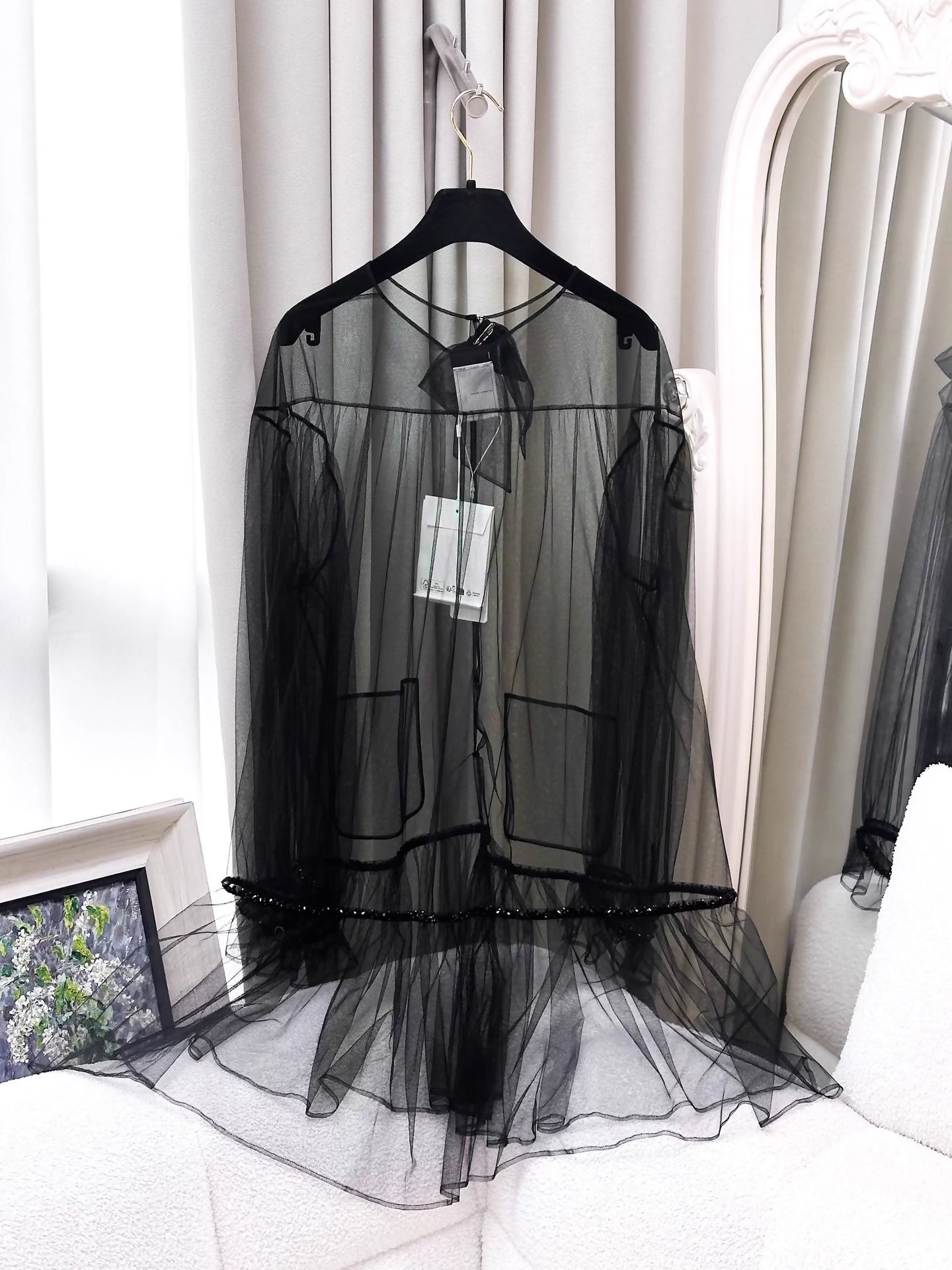 Chanel 25K black lace sheer dress