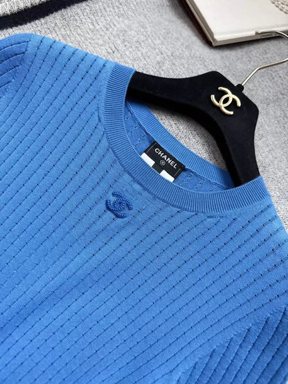 Chanel 22S Blue Knit tshirt