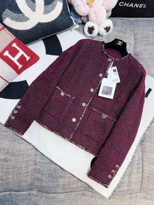 Chanel 22A Burgundy tweed Jacket