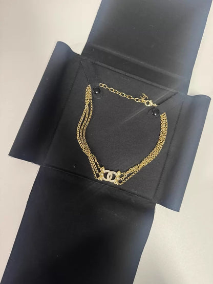 Chanel 23P Double C Heart Multi-Layer Choker Necklace