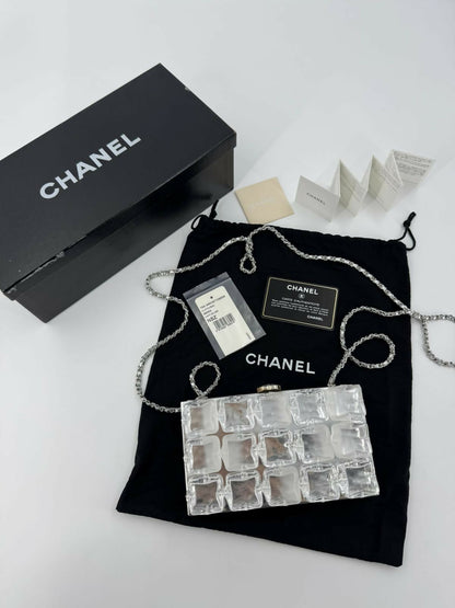 Chanel 2010 Plexiglass Ice Cube Sliver Clutch Bag