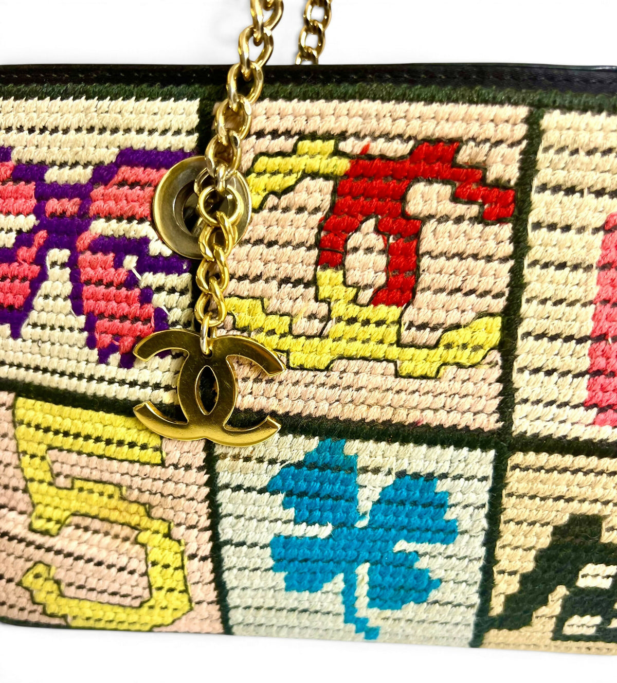 Chanel Medium Needlepoint Patchwork Precious Symbols Tote Bag Gold Hardware