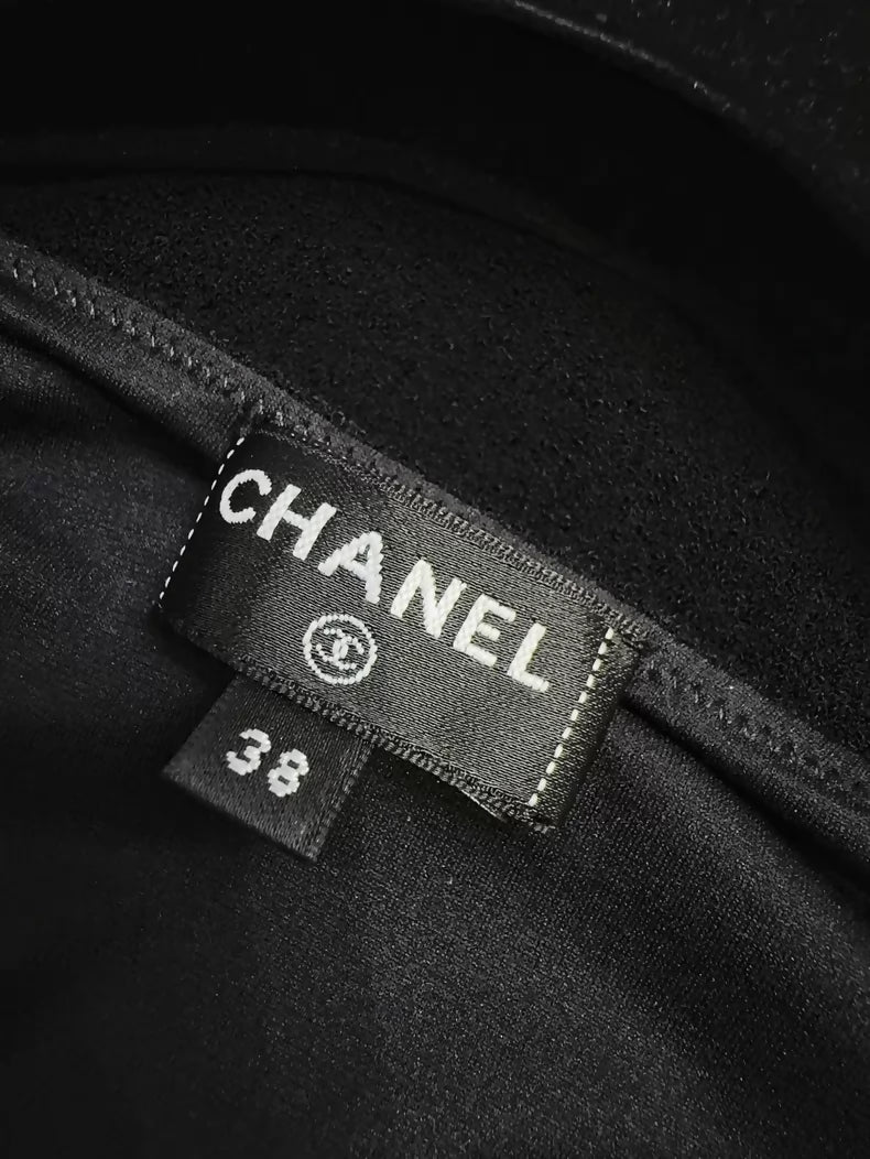 Chanel 23s black bow-tie top