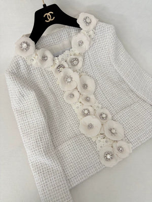 Chanel 25C white Camellia Jacket